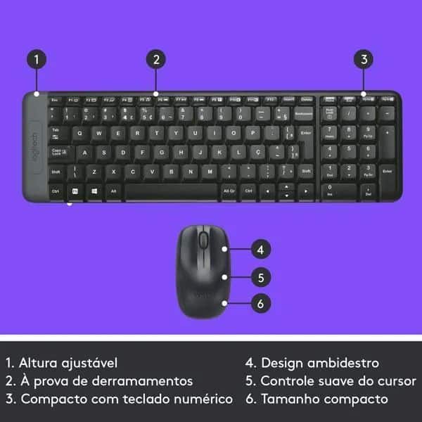 KIT TECLADO E MOUSE SEM FIO LOGITECH MK220