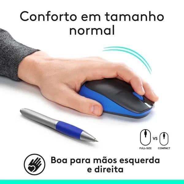 MOUSE USB SEM FIO AZUL M190 LOGITECH