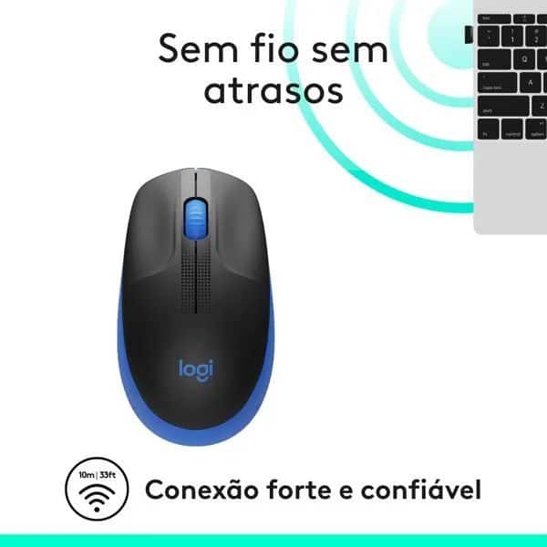 MOUSE USB SEM FIO AZUL M190 LOGITECH