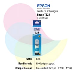 Refil Epson T524220 Original Ciano 70ML — foto 3