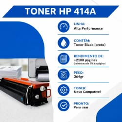 Toner Compatível HP W2021A 414A Ciano com Chip 2,1K Evolut — foto 3