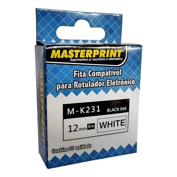 Fita Compativel Rotuladora M-K231 12MM*8M Preto/Branco