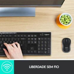 Teclado e Mouse Logitech Multimidia Wireless MK270 Preto — foto 2