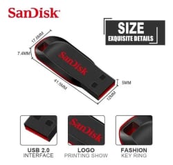Pendrive USB 2.0 64GB Cruzer Blade Z50 Sandisk * Bcen — foto 2
