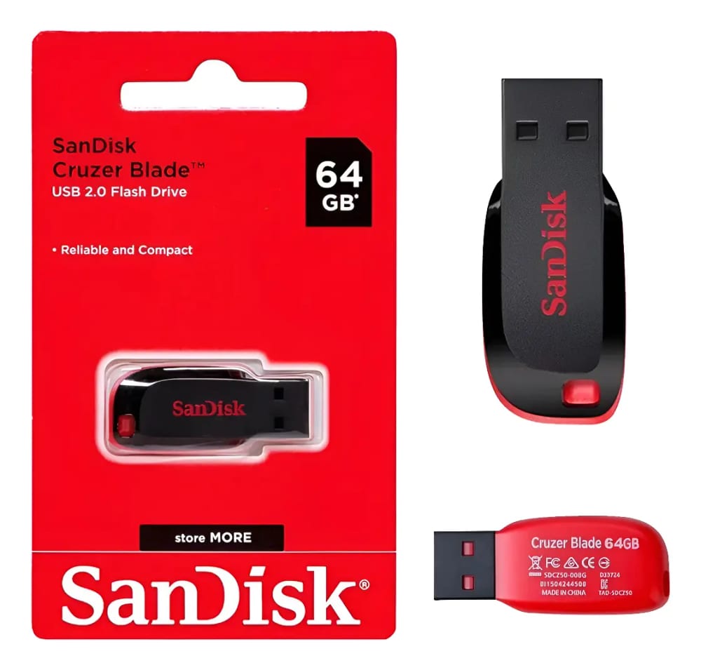 Pendrive USB 2.0 64GB Cruzer Blade Z50 Sandisk * Bcen