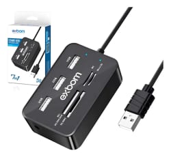 Leitor de Cartao Uh-R230 com Hub USB 3 Portas 2.0 Exbom — foto 1