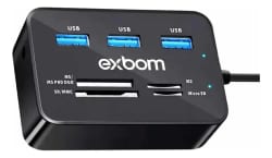Leitor de Cartao Uh-R230 com Hub USB 3 Portas 2.0 Exbom — foto 2