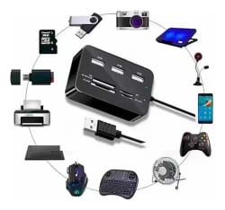 Leitor de Cartao Uh-R230 com Hub USB 3 Portas 2.0 Exbom — foto 3