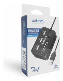 Leitor de Cartao Uh-R230 com Hub USB 3 Portas 2.0 Exbom — foto 5