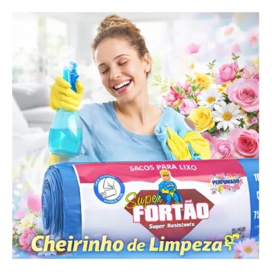 Saco Lixo S Fortao Perfumado Rolo 100L Azul c/10