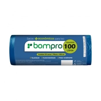 Saco Lixo Bompro Rolo 100L Azul c/25