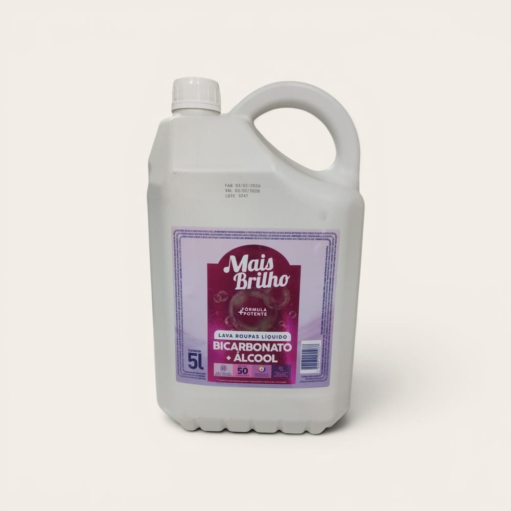 Lava Roupas Liquido com Bicarbonato e Alcool 5L