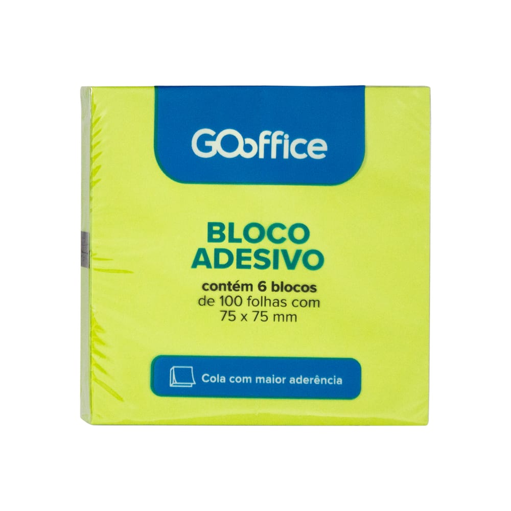 Bloco Adesivo Aquattro 75X75MM Amarelo