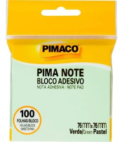 Bloco de Recado Autoadesivo Pimanote Verde 76X76MM 100FLS Unidade 9708