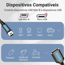 Cabo Adaptador USB Femea X Mini USB V3 Otg — foto 2