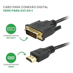 Cabo HDMI Macho X DVI 24+1 3MT Chip Sce — foto 3