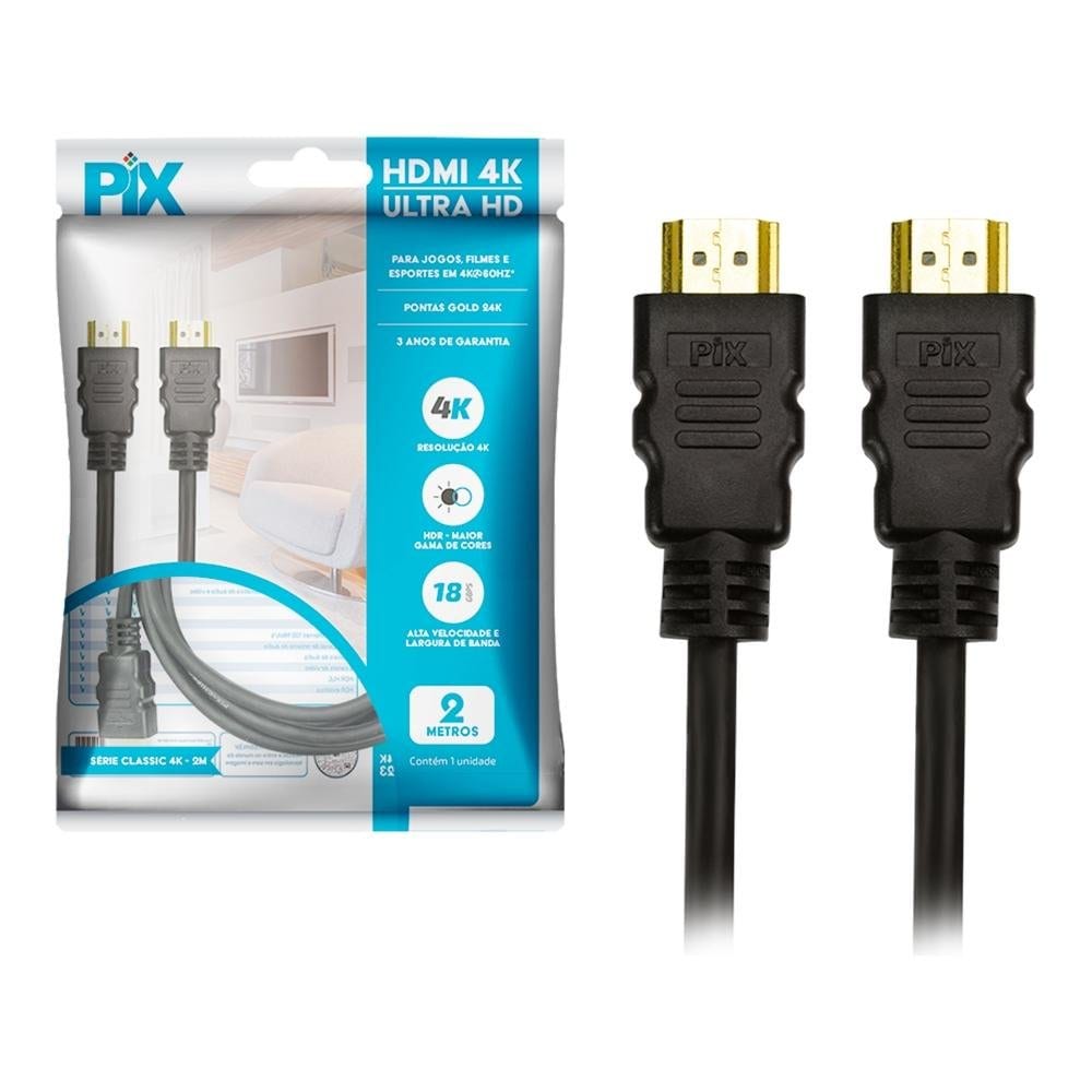 Cabo HDMI X HDMI 2 MT 2.0 4K HDR 19P Gold Pix Chip Sce
