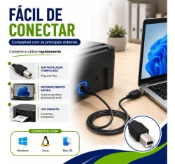 Cabo Impressora USB 2.0 3 Metros — foto 4