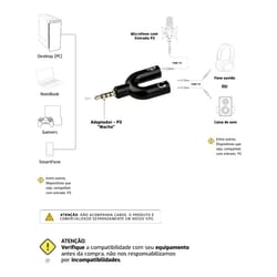 Cabo Y P3 Macho X 2 P2 Femea p/ Microfone Chip Sce — foto 4