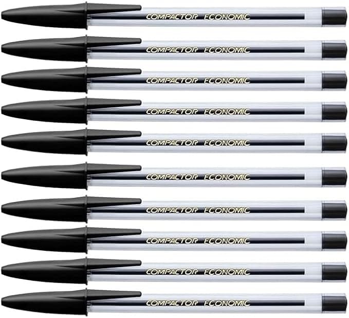 Caneta Esferografica Compactor Economic  Preta 1.0M