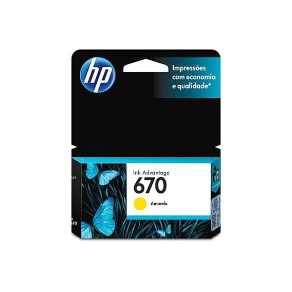 Cartucho HP 670 Original (CZ116AB) Amarelo 3,5 ML