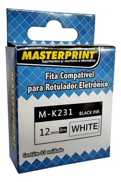 Fita Compativel Rotuladora M-K231 12MM*8M Preto/Branco — foto 2