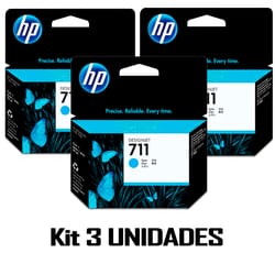 Pack Cartucho de Tinta c/ 3 UN HP 711 Orginal Azul 3 UN 3X29ML