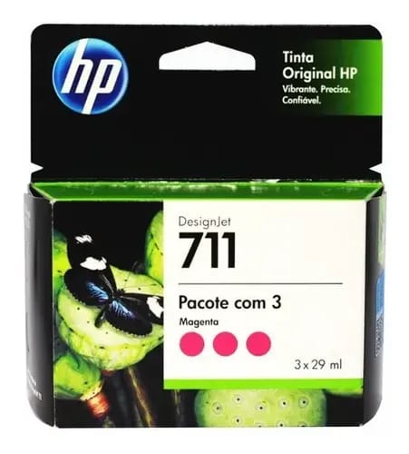 Pack Cartucho de Tinta c/ 3 UN HP 711 Orginal Magenta 3 UN 3X29ML