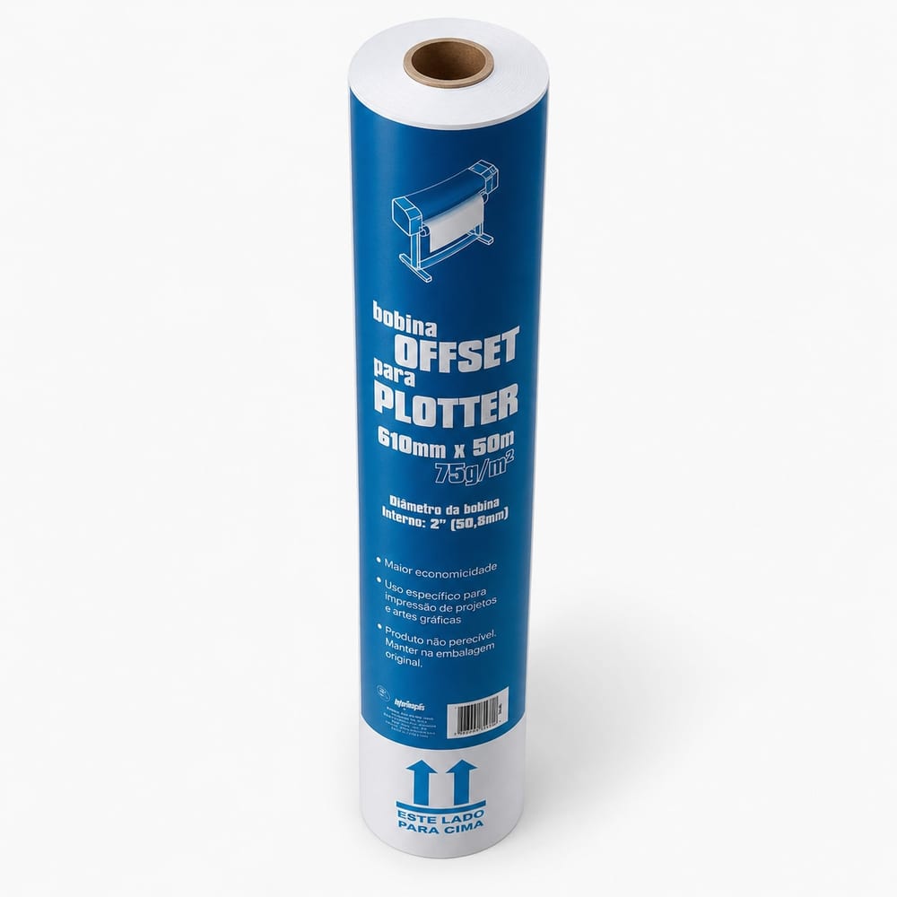 Papel Base Plotter 610 X 50M 75GR Tubete 2 Pol