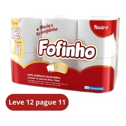 Papel Higienico Fofinho F.dupla Neutro 30M c/12 — foto 1