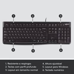 Teclado USB Logitech K120 c/Fio — foto 5