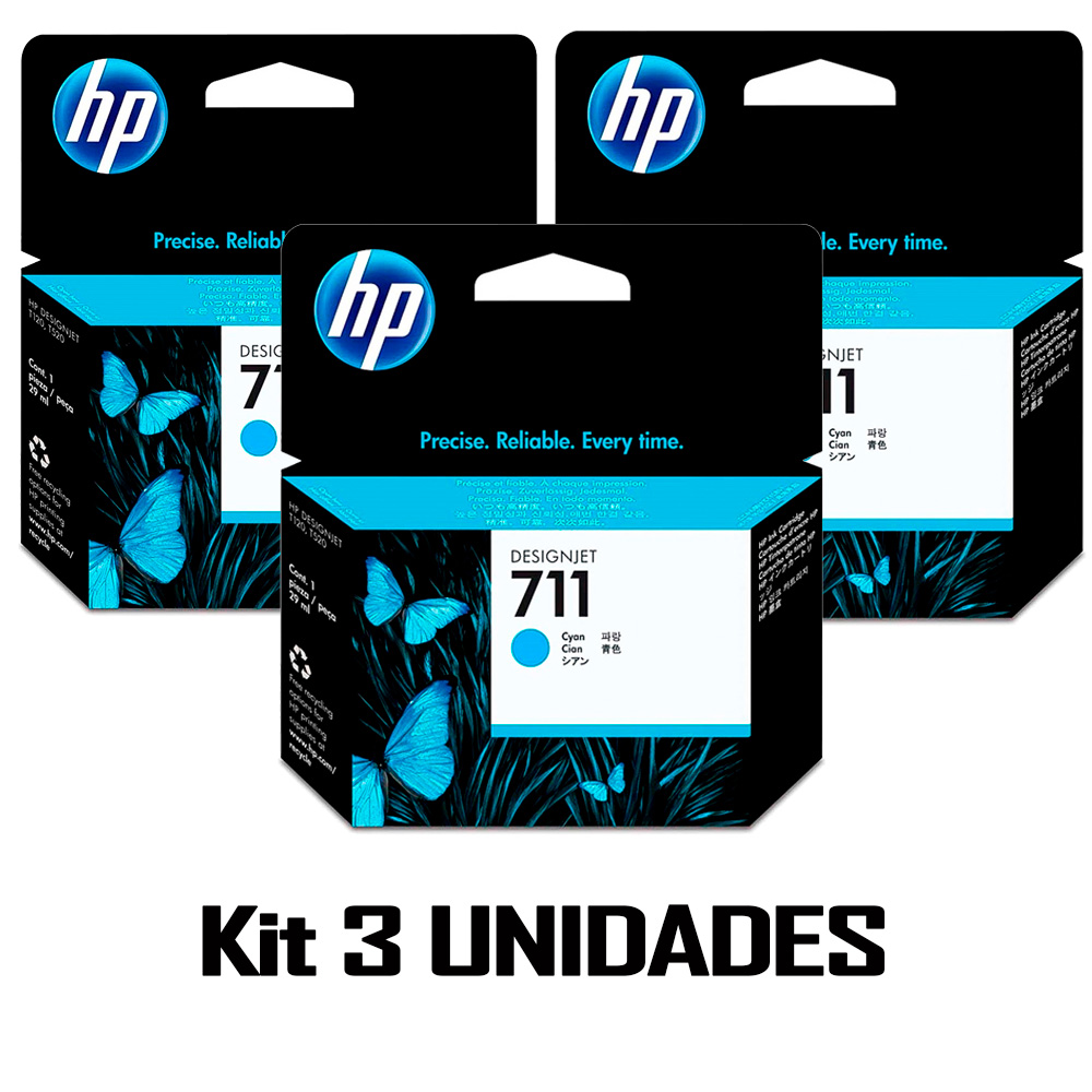 Pack Cartucho De Tinta C/ 3 Un HP 711 Orginal 3 Un 3X29Ml