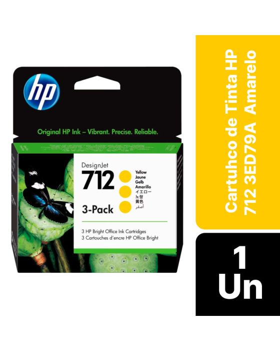 PACK CARTUCHO DE TINTA C/ 3 UN HP 711 ORGINAL AMARELO 3 UN 3X29ML