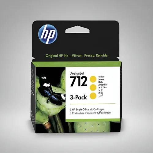 PACK CARTUCHO DE TINTA C/ 3 UN HP 712 ORGINAL AMARELO 3 UN 3X29ML