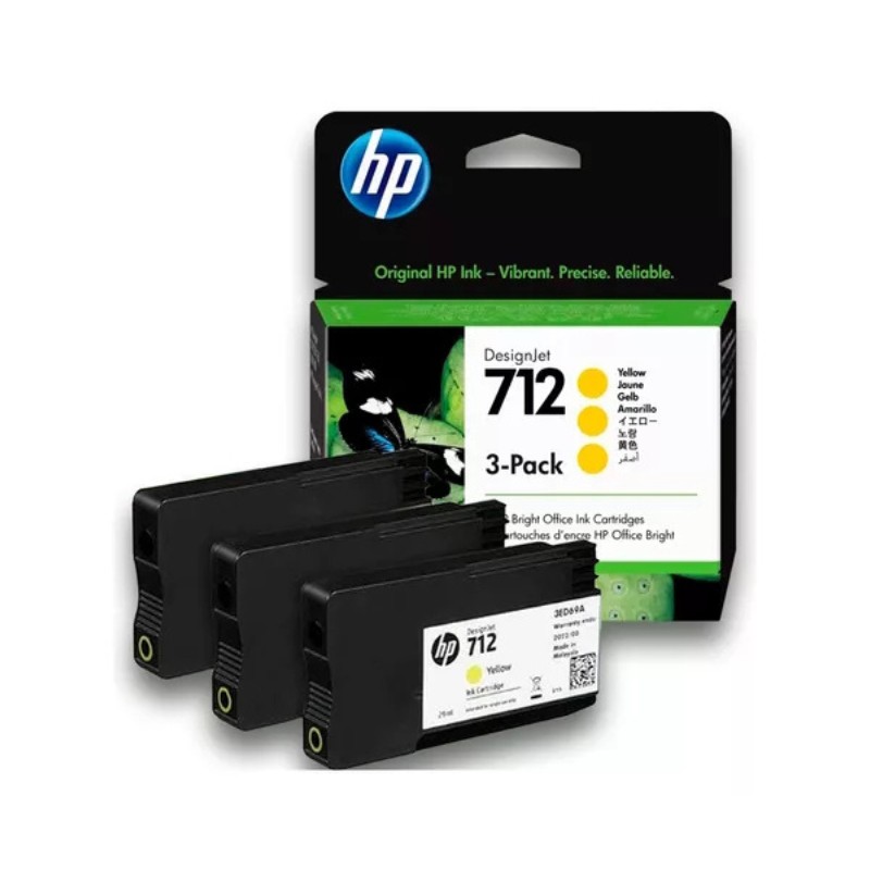 PACK CARTUCHO DE TINTA C/ 3 UN HP 712 ORGINAL AMARELO 3 UN 3X29ML