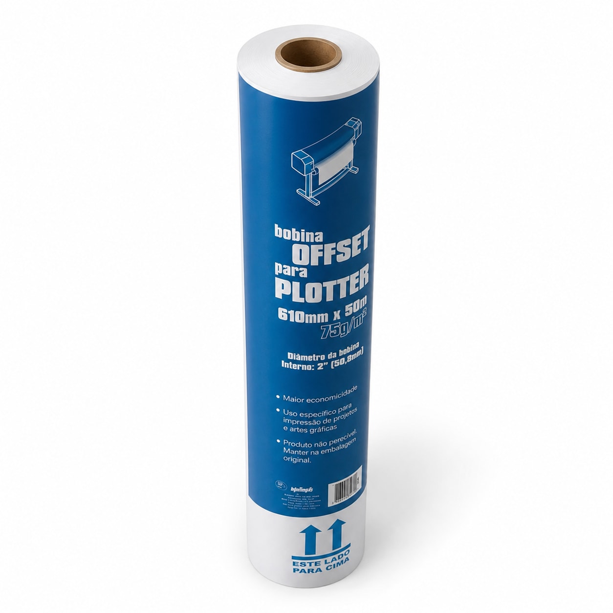 PAPEL BASE PLOTTER 610 X 50M 75GR TUBETE 2 POL