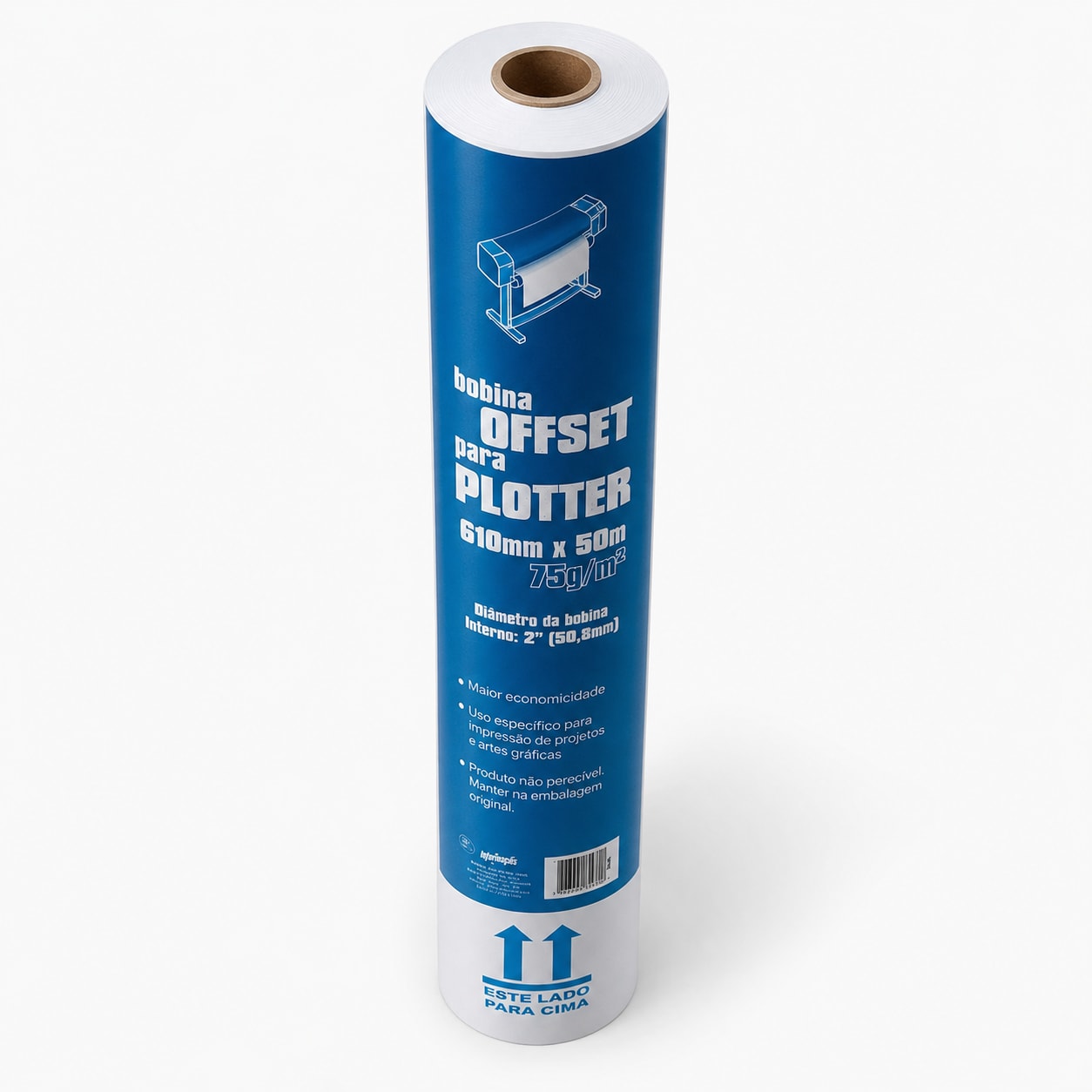 PAPEL BASE PLOTTER 610 X 50M 75GR TUBETE 2 POL