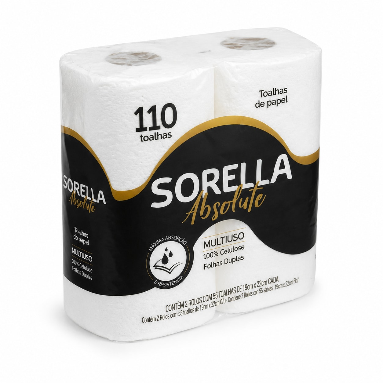 PAPEL COZINHA TOALHA SORELLA F. DUPLA ABSOLUTE 55T 19X22CM C/2