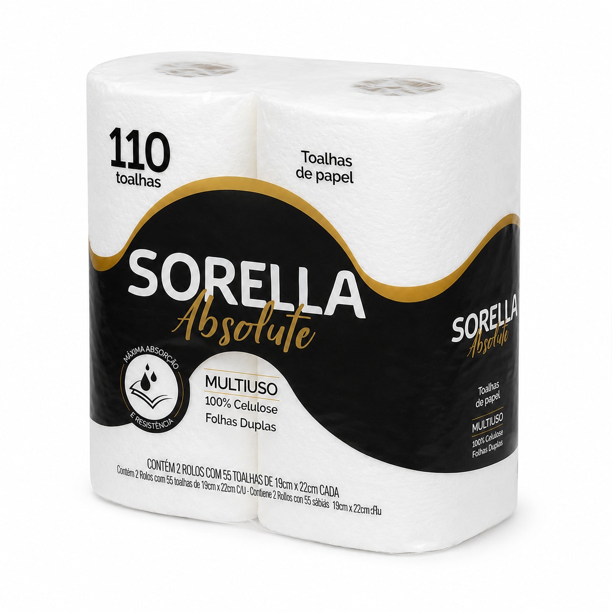 PAPEL COZINHA TOALHA SORELLA F. DUPLA ABSOLUTE 55T 19X22CM C/2
