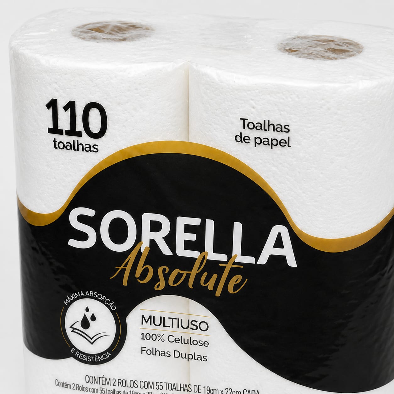 PAPEL COZINHA TOALHA SORELLA F. DUPLA ABSOLUTE 55T 19X22CM C/2