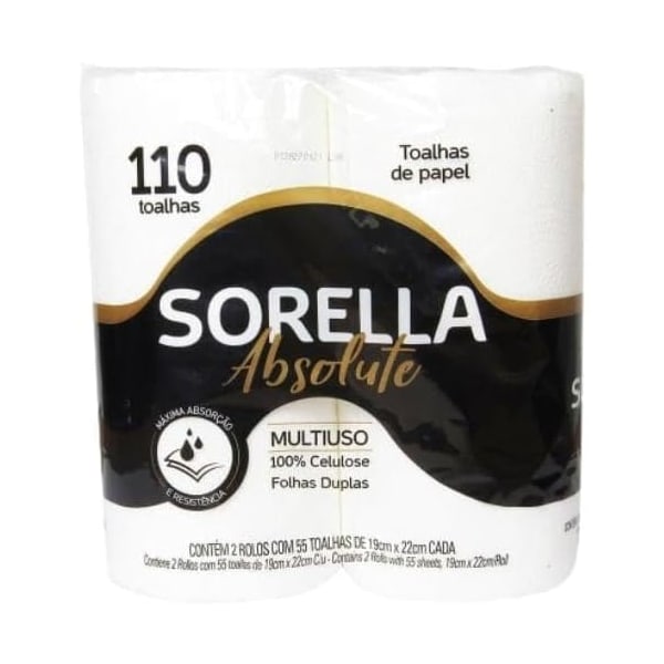 PAPEL COZINHA TOALHA SORELLA F. DUPLA ABSOLUTE 55T 19X22CM C/2