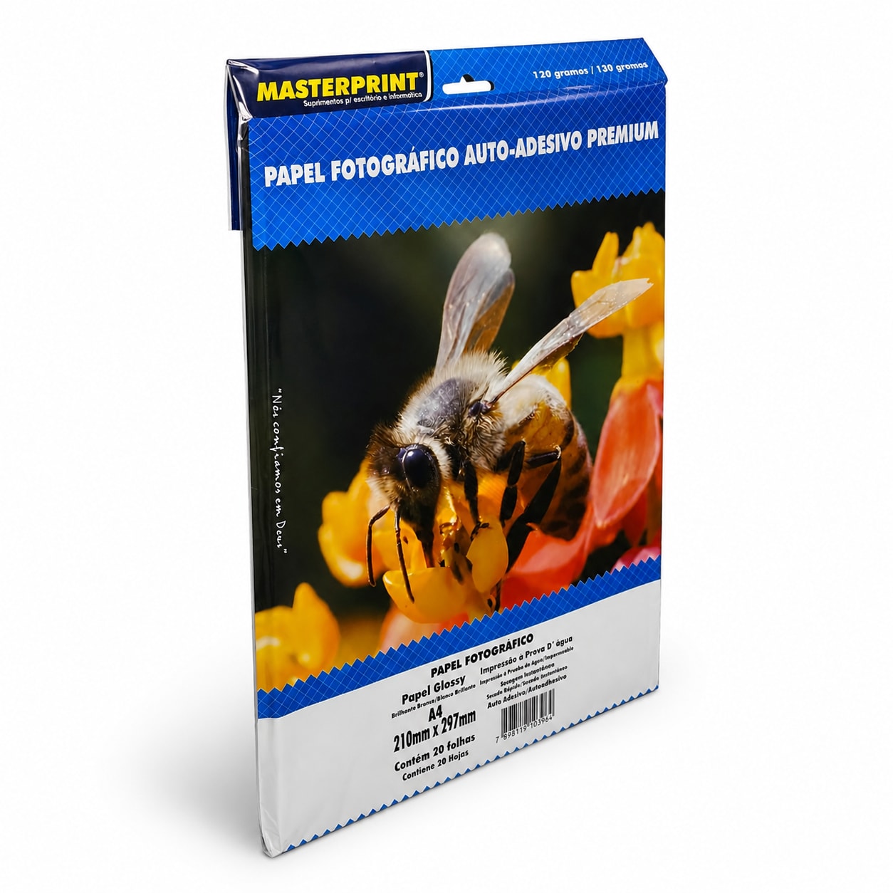 PAPEL FOTO GLOSSY AUTO ADESIVO PREMIUM 130G/M² A4 - 20FOLHAS DER 4