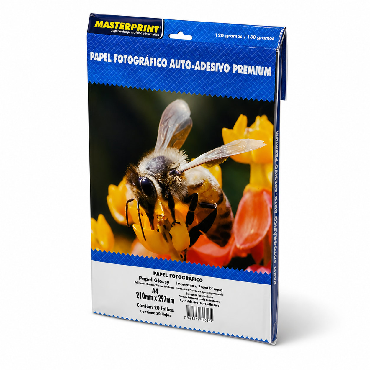 PAPEL FOTO GLOSSY AUTO ADESIVO PREMIUM 130G/M² A4 - 20FOLHAS DER 4