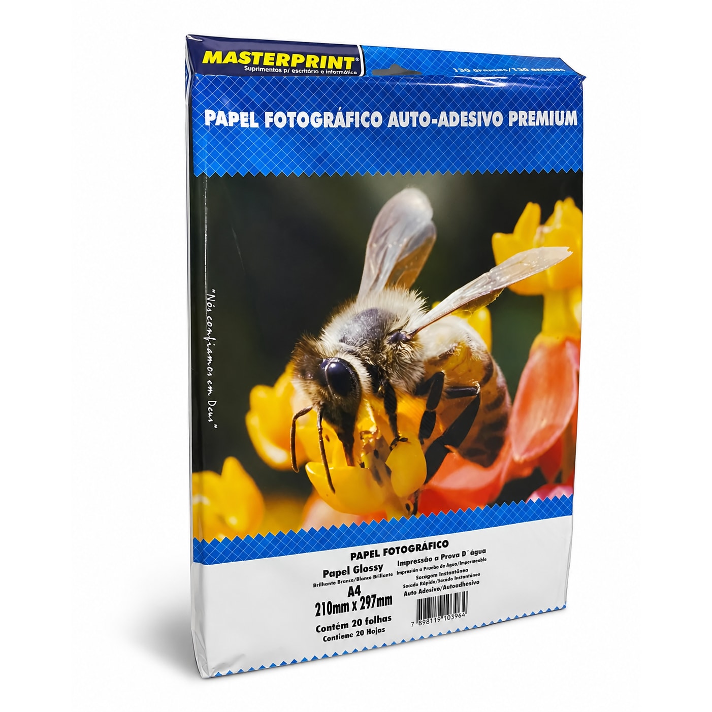 PAPEL FOTO GLOSSY AUTO ADESIVO PREMIUM 130G/M² A4 - 20FOLHAS DER 4