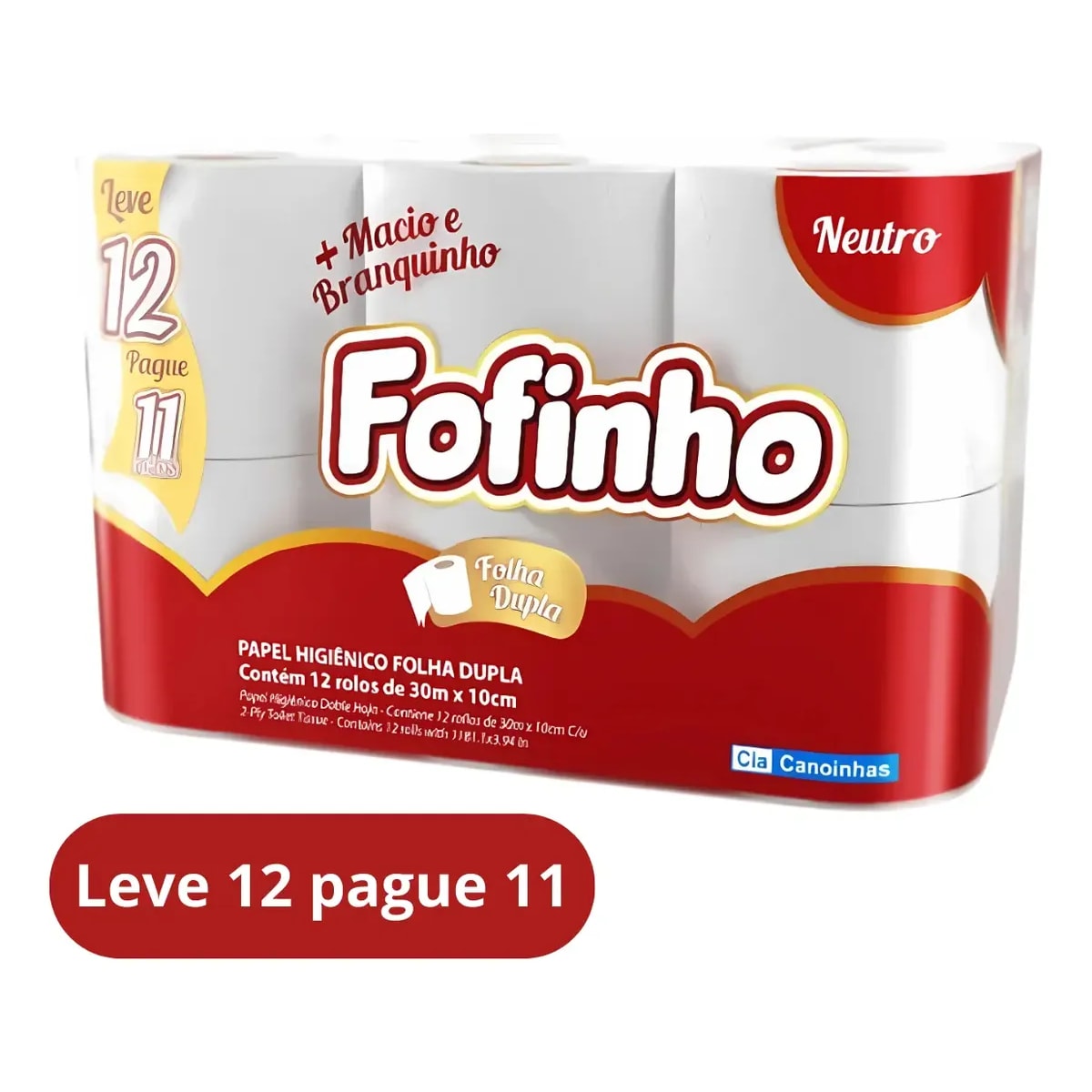 PAPEL HIGIENICO FOFINHO F.DUPLA NEUTRO 30M C/12