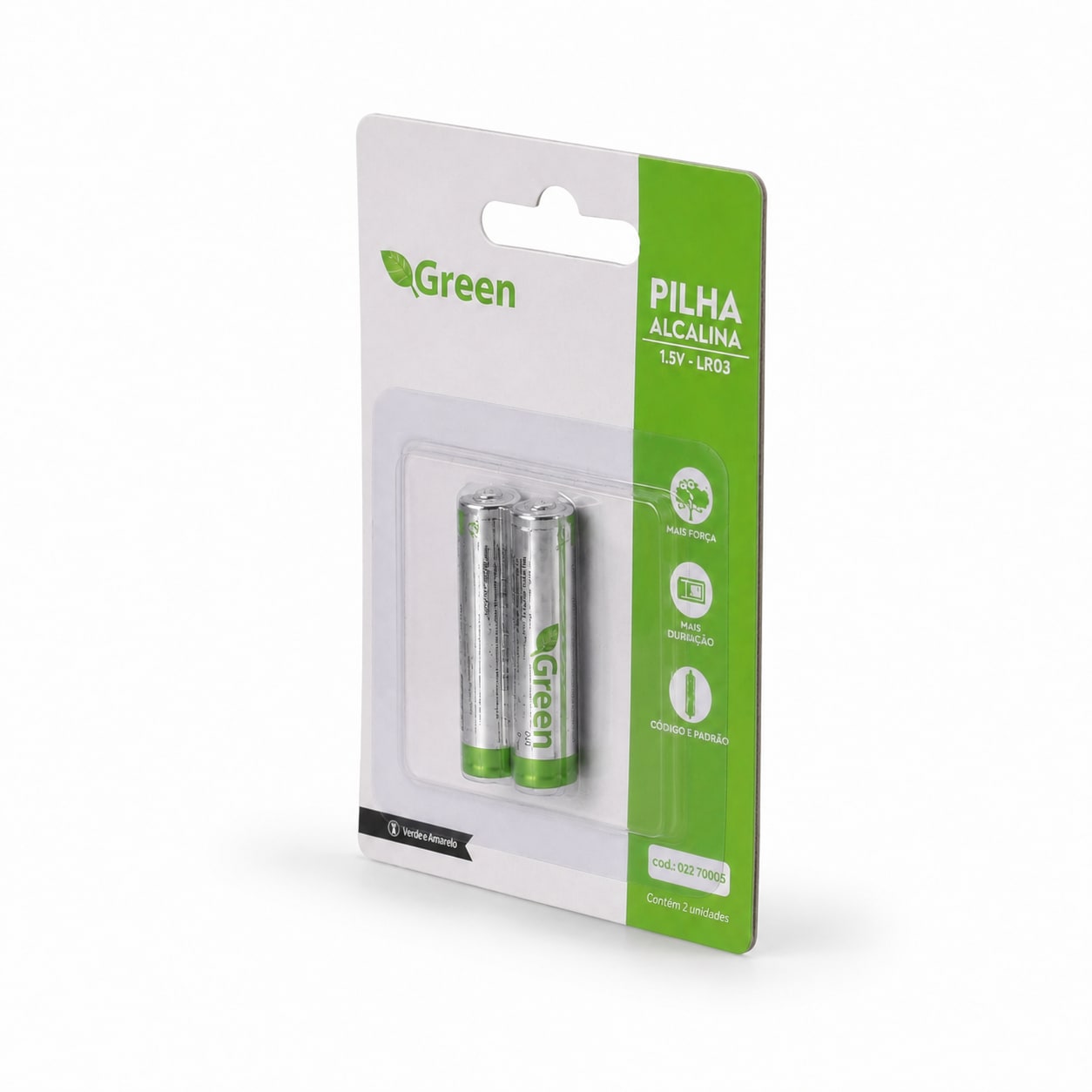 PILHA ALCALINA AAA GREEN LR03 C/ 2 UNIDADES BLISTER CHIP SCE