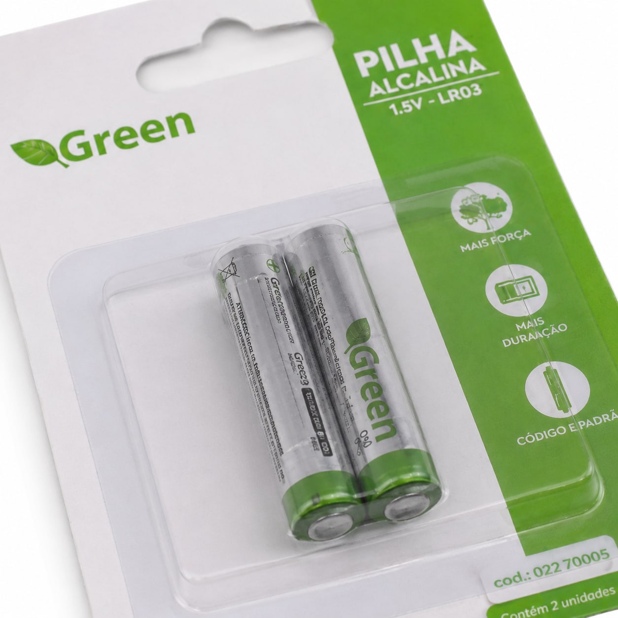 PILHA ALCALINA AAA GREEN LR03 C/ 2 UNIDADES BLISTER CHIP SCE