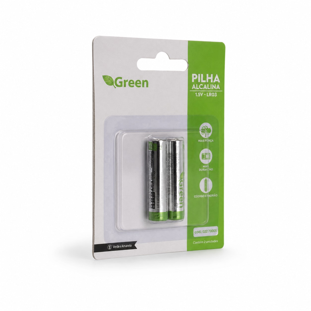 PILHA ALCALINA AAA GREEN LR03 C/ 2 UNIDADES BLISTER CHIP SCE