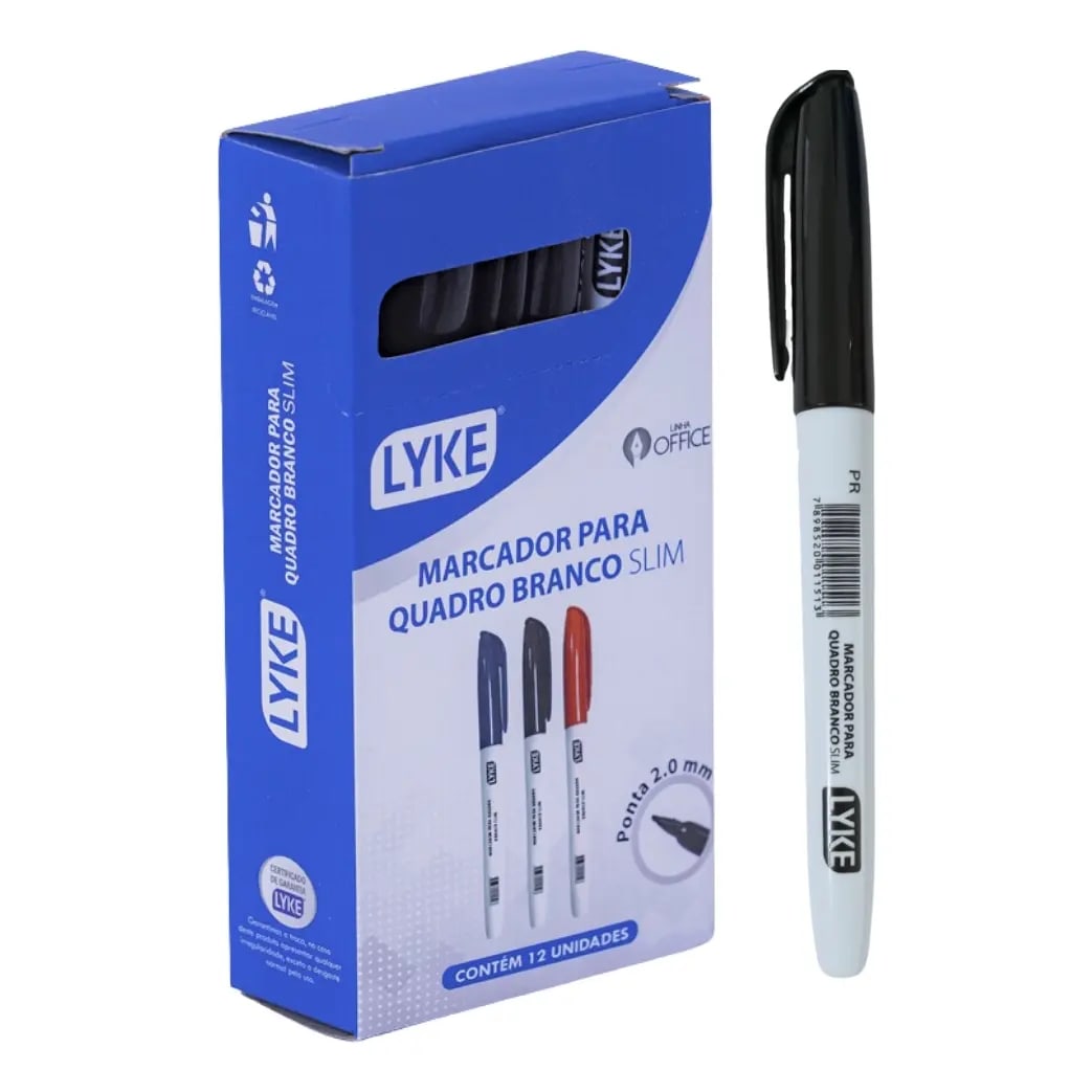PINCEL QUADRO BRANCO SLIM PRETO