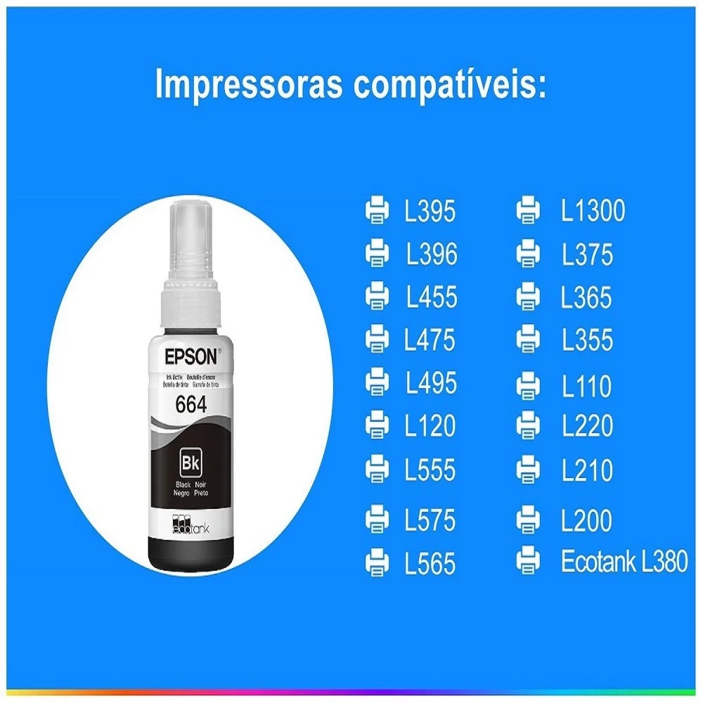 REFIL EPSON T664120 ORIGINAL PRETO 70ML